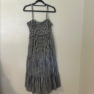 J.Crew Navy and White Gingham Maxi Dress